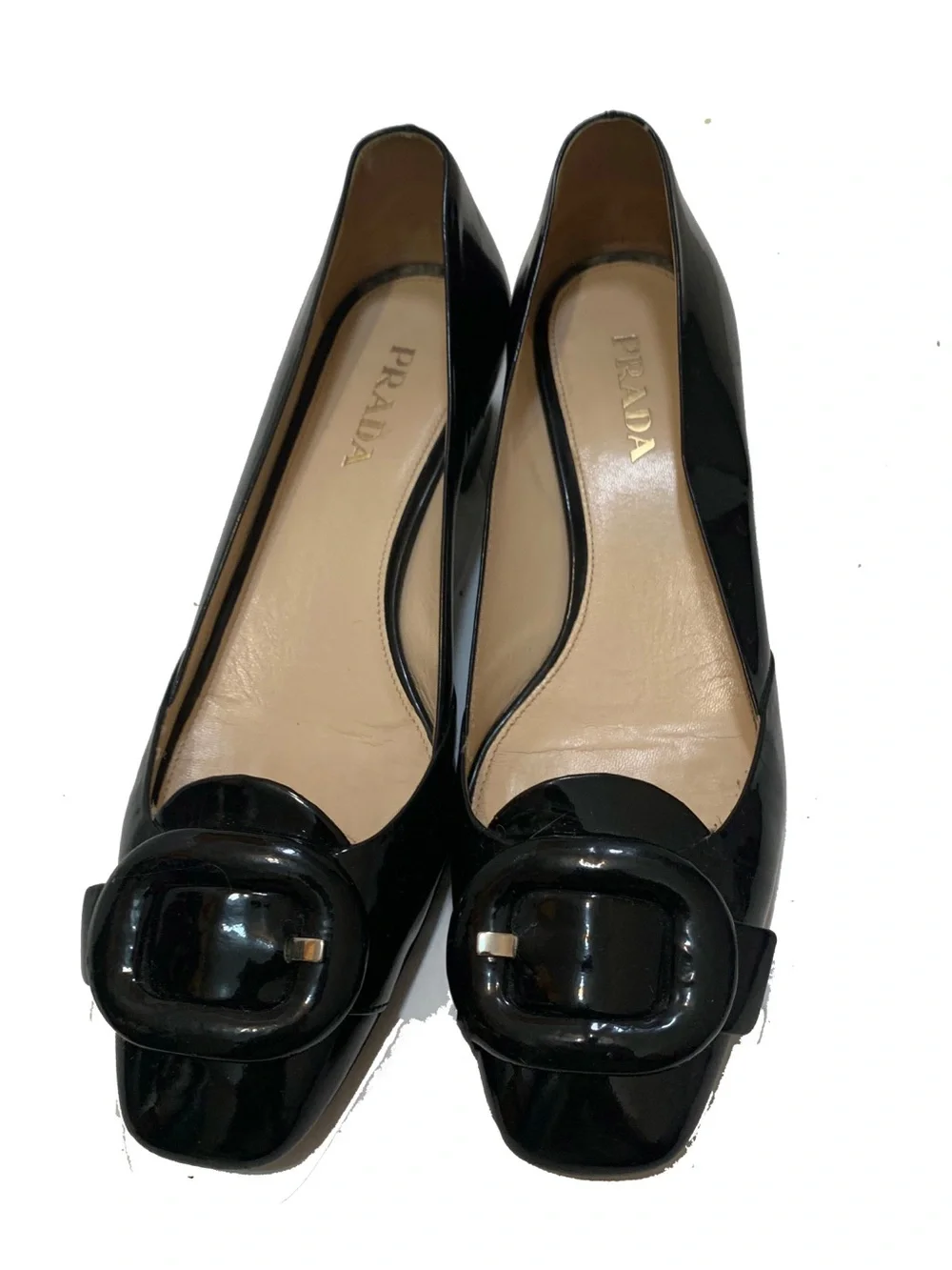 Prada Black Patent Leather Square-Toe shoes